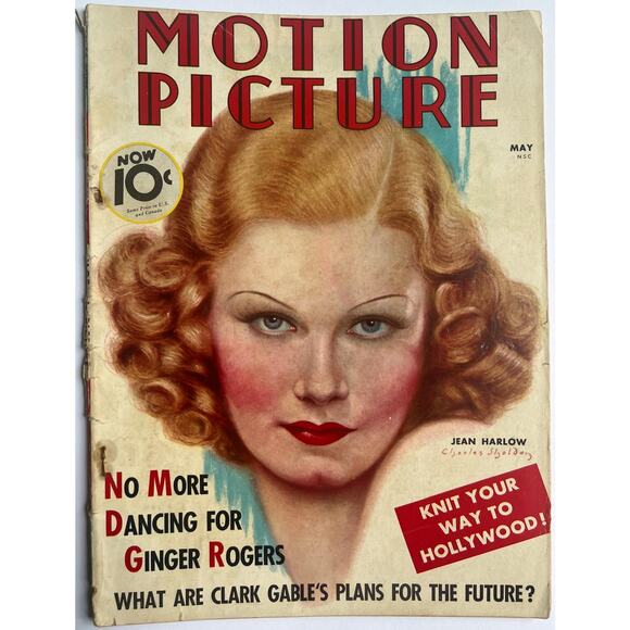 May 1936 Motion Picture Magazine Jean Harlow Gable Vintage Hollywood - Picture 1 of 4